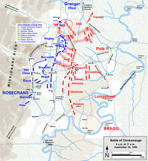 Color drawing of a map of the defenses of Vicksburg, showing assaults made on May 19, 1863, with disposition of Union troops in blue and Confederate troops in red